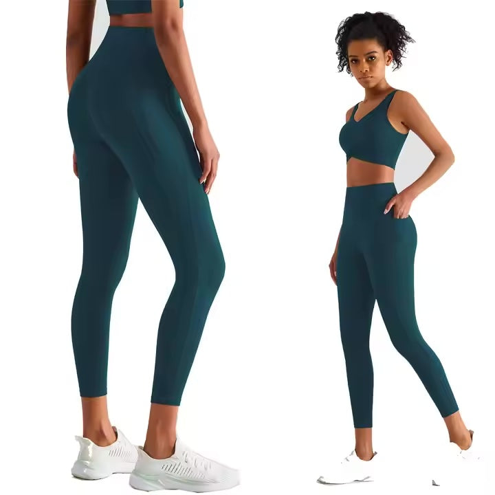 Women's High-Waist Pocket Yoga Leggings – Quick Dry & Supportive Fit