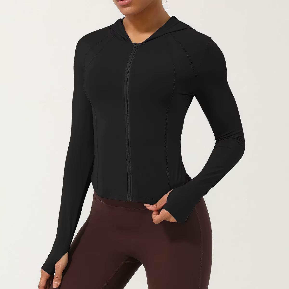 Women's Quick-Dry Hooded Sports Jacket – Lightweight Zip-Up Activewear