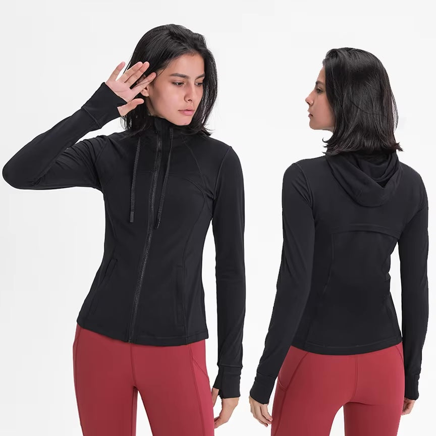 Long-Sleeved High Elastic Women's Sports Workout Yoga Zipper Jacket