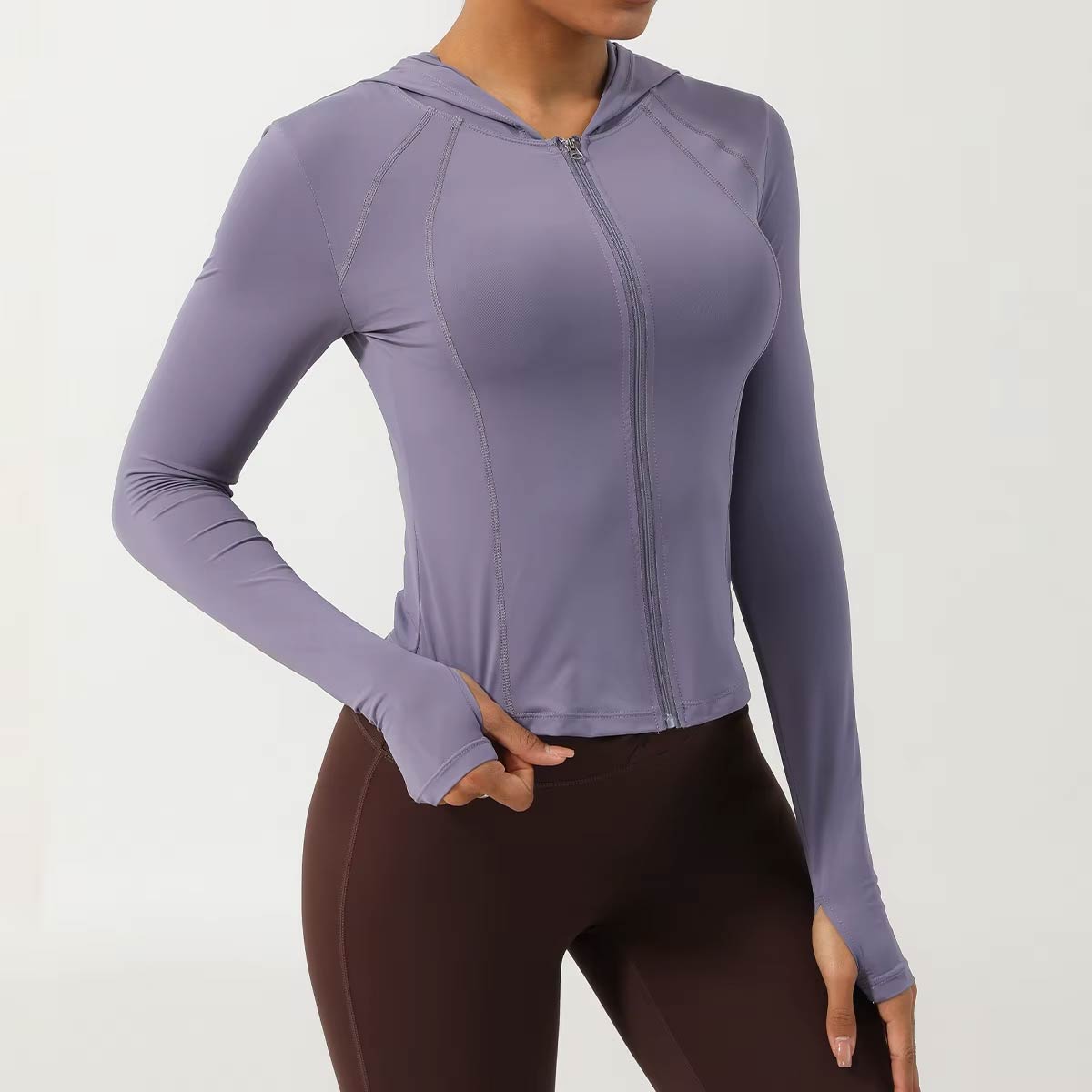 Women's Quick-Dry Hooded Sports Jacket – Lightweight Zip-Up Activewear