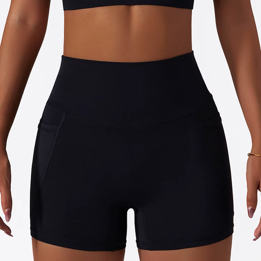 High-Waisted Performance Shorts with Pockets